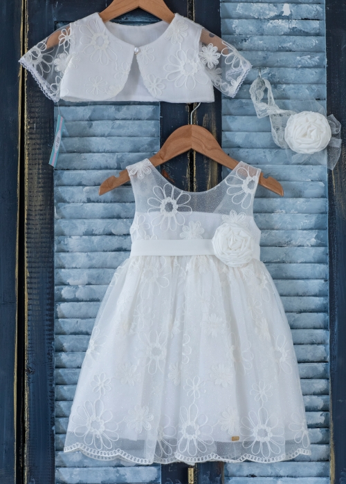 Βαπτιστικό φόρεμα μαργαρίτες σχέδιο
