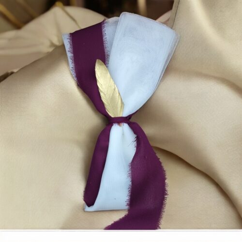 Μπομπονιέρα luxury με μπορντό κορδέλα