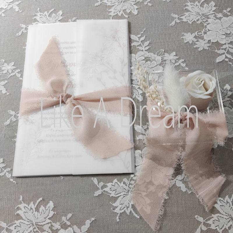 Μπομπονιέρα plexiglass artificial rose προσκλητήριο ρομαντικό