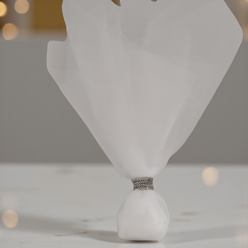 Τούλινη μπομπονιέρα ασημί Τούλινη μπομπονιέρα ασημί