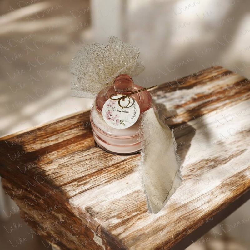 Μπομπονιέρα σομόν κερί