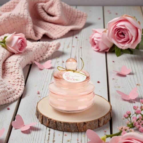 Μπομπονιέρα σομόν κερί